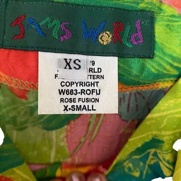 Jams World Sz XS Rose Fusion Green Pink Adjustable Spaghetti Strap Ruffle Top - Picture 5 of 7